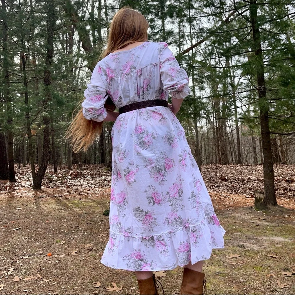 2021 Eileen West Floral Ruffle Nightgown Lace & Ribbon Trim Coquette Cottagecore - Picture 6 of 16